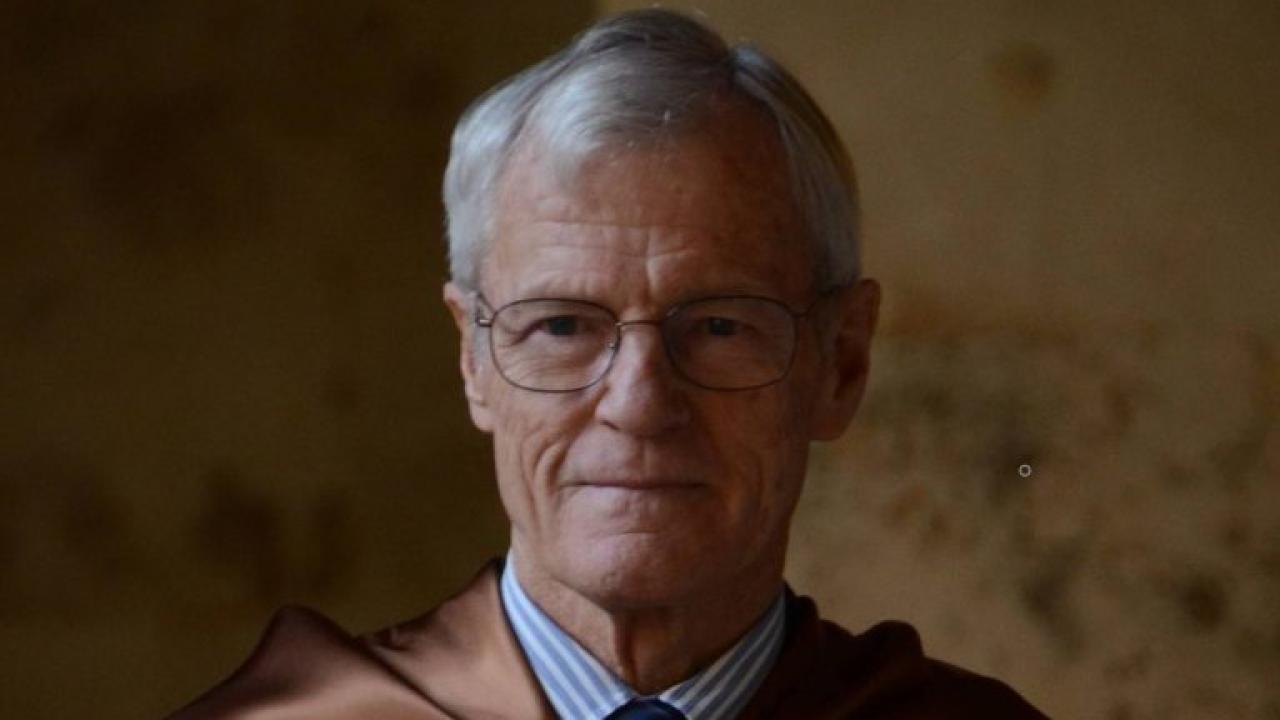 Stephen Whitaker dressed to receive an honorary doctorate from the Universidad de Salamanca in 2011. Photo courtesy: Stephen Whitaker. uc davis chemical engineering professor emeritus stephen whitaker