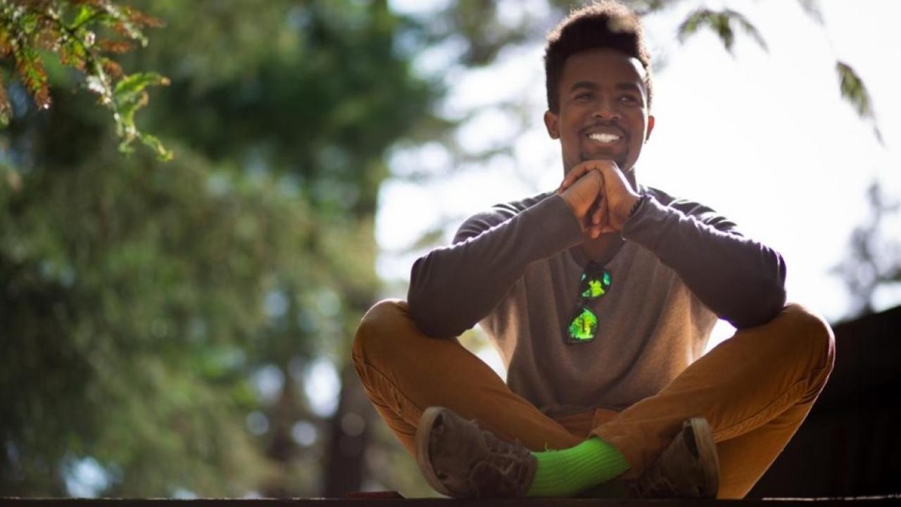 UC Davis chemical engineering student Semaj Troupe was inspired by his father, who took college courses while working and spending time with his family when Semaj was in high school. Photo: Daniel Oberbauer CHE First Generation