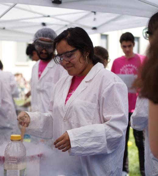 UC Davis student Ana Reyes Ochoa at Picnic Day Liquid Nitrogen Booth
