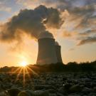 Nuclear power stacks emitting smoke